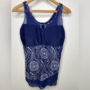 Swirl Print with Mesh Tankini Top